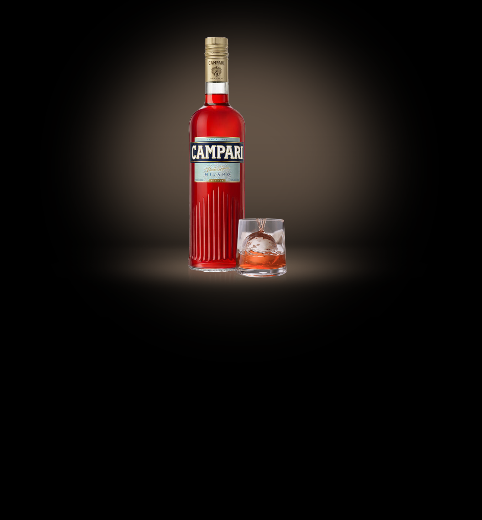 A bottle of Campari with a Rosita Cocktail
